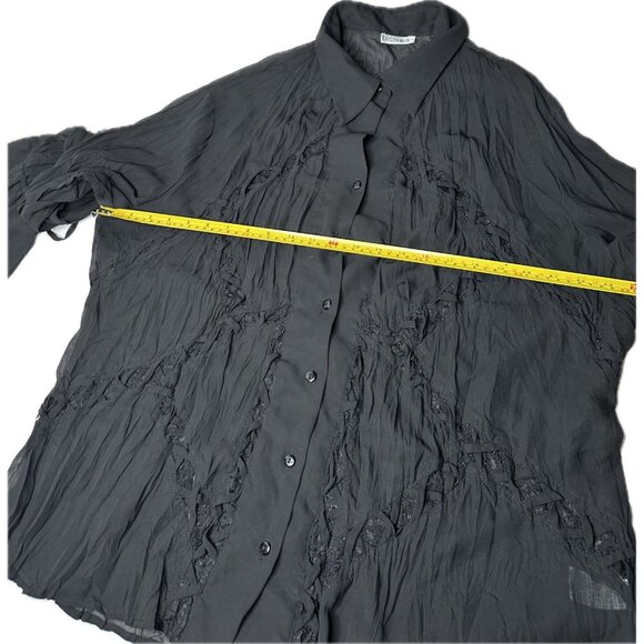 VTG Kaelyn Max Black Top Bell Sleeve Crinkle Fairycore Y2K 2000s Goth Vampire XL - Picture 5 of 7